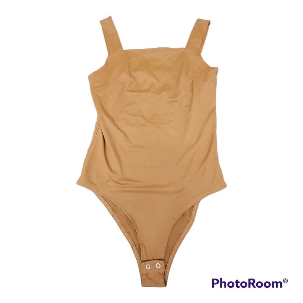 NWT ReoRia Women's Sleeveless Square Neck Soft Bodysuit Solid Brown